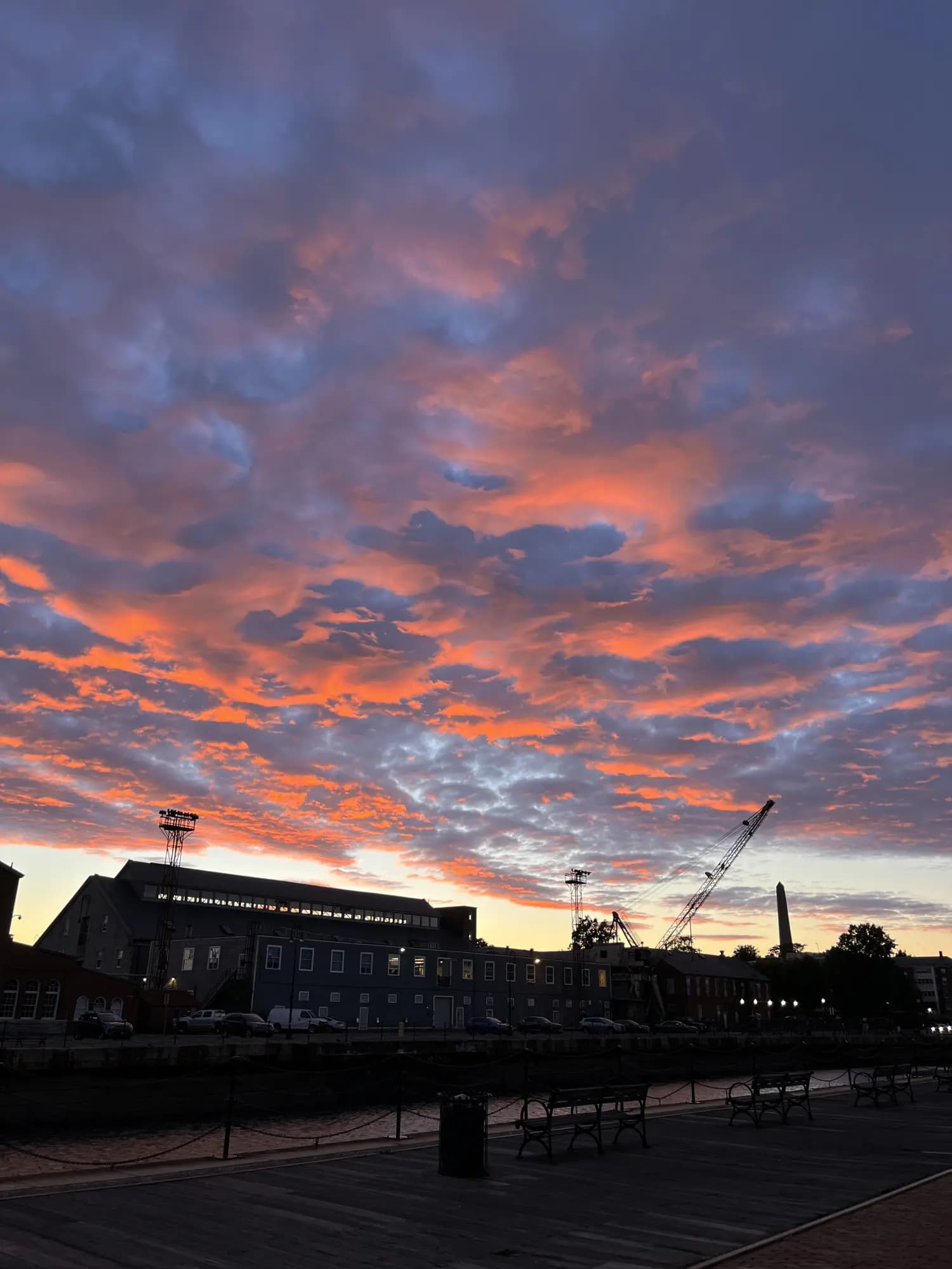 Boston harbor at sunset